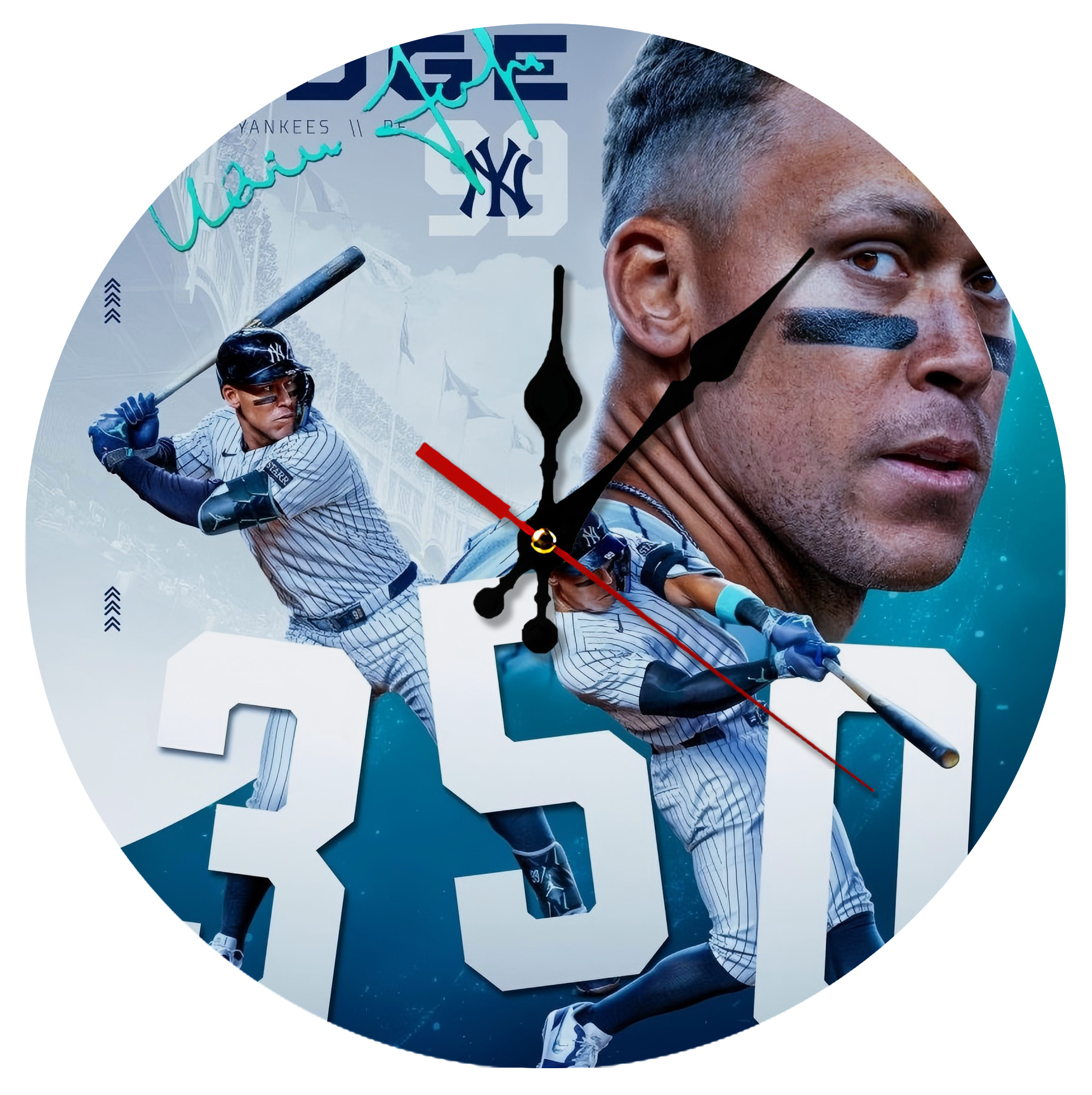 Aaron Judge's 350th Career Home Runs Silent Round Wall Clock – Modern & Stylish DIY Design, Durable Wood Construction, Easy To Install – Perfect For Office, Bedroom, Living Room, And More